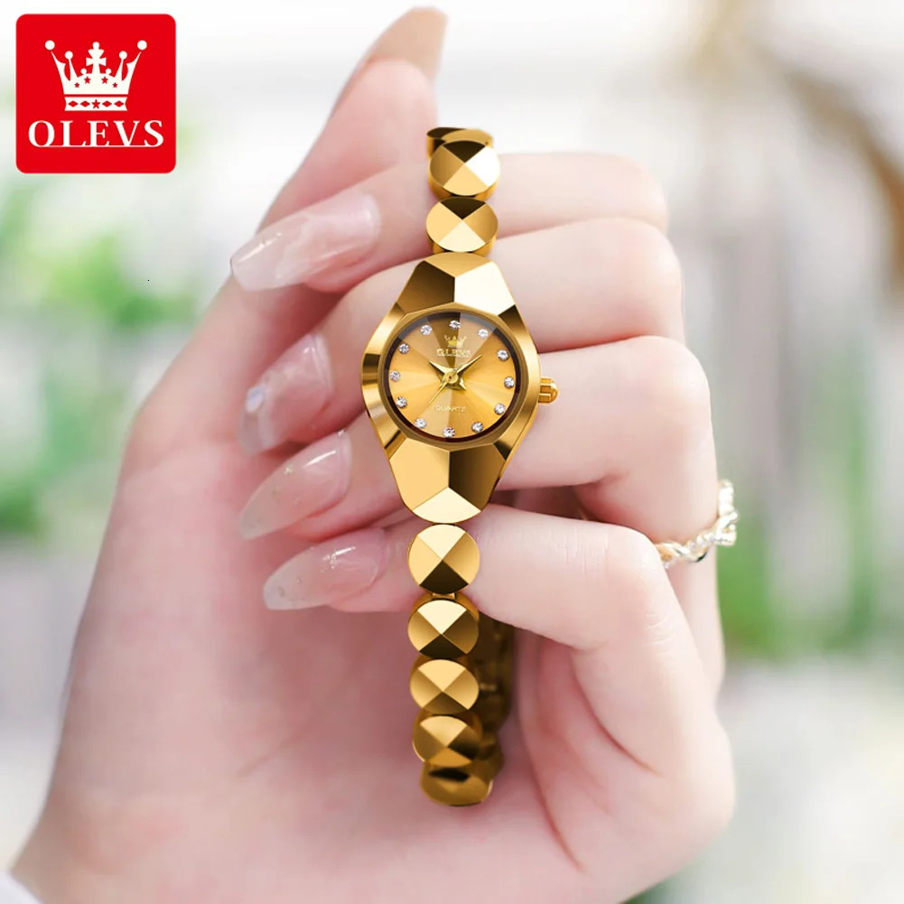 OLEVS Original Quartz Watch for Women Rhombus Mirror Diamond Tungsten Steel Waterproof Elegant Womens Wristwatches Reloj 250603