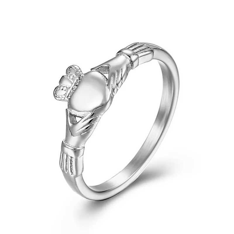 Stainless Steel Irish Claddagh Ring Heart Crown Wedding Promise Band for Women Men Size 5-9 W250524