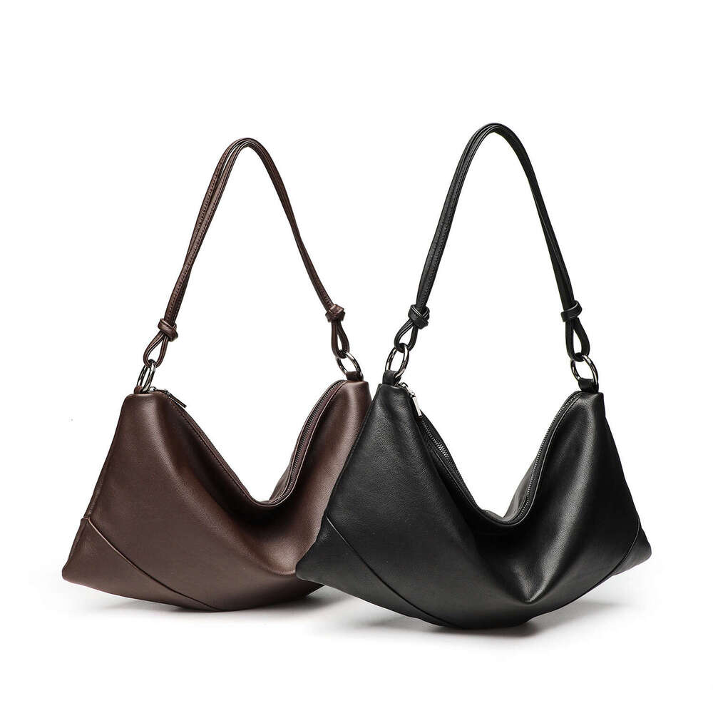 Tote Bag Genuine Leather Women's Bag Niche Design Large Capacity Tote Bag Original Innovative Solid Color Hand-Held Shoulder Crossbody Bag Lady B