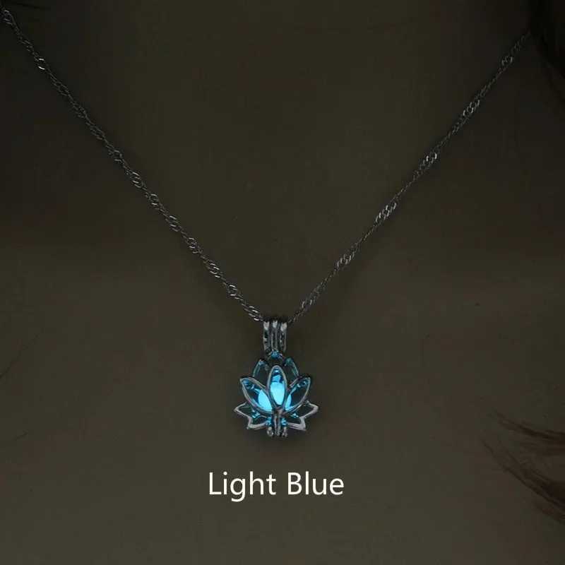 Luminous Glowing In The Dark Moon Lotus Flower Shed Pendant Necklace For Women Yoga Prayer Buddhism Jewelry XJ250524