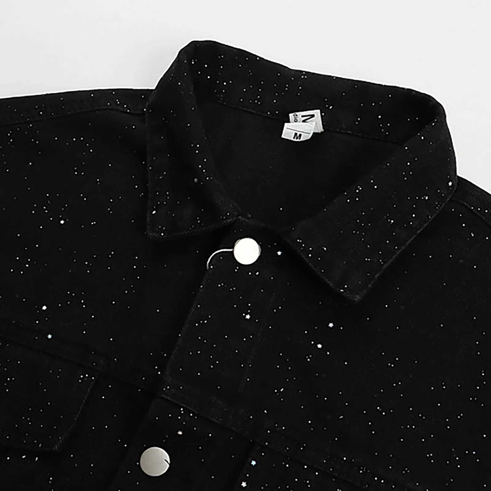 MenS Denim Jacket Cowboy Retro Cotton Denim Coat Spring Loose Fit Jeans Jacket Outerwear Starry Sky Vintage Couple Denim Jacket W250524