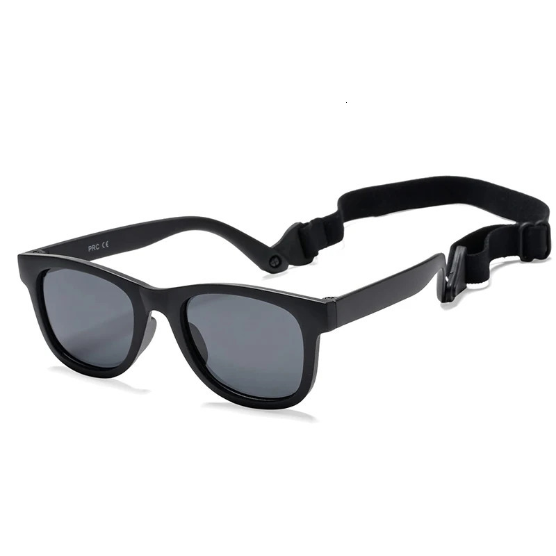 0-2 Years Baby Polarizrd Sunglasses with Belt Flexible Durable Square Silicone Frame Mirrored UV400 Lens Eyewear for Kids 250522