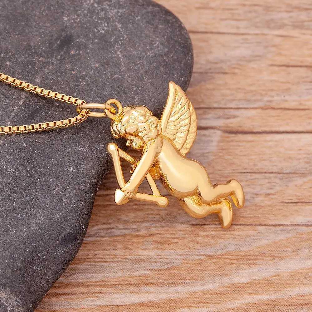 Nidin Hot Fine Angel Cupid Bow and Arrow Pendant Necklaces For Women Long Chain Choker Romantic rs Matching Jewelry Gift XJ250524
