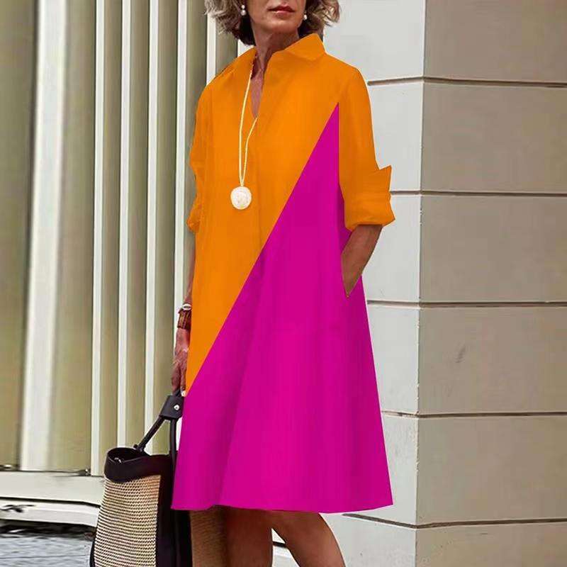 Maxi Dress Autumn Printed Minimalist Mid Length With Sleeves Dress Floral Dress