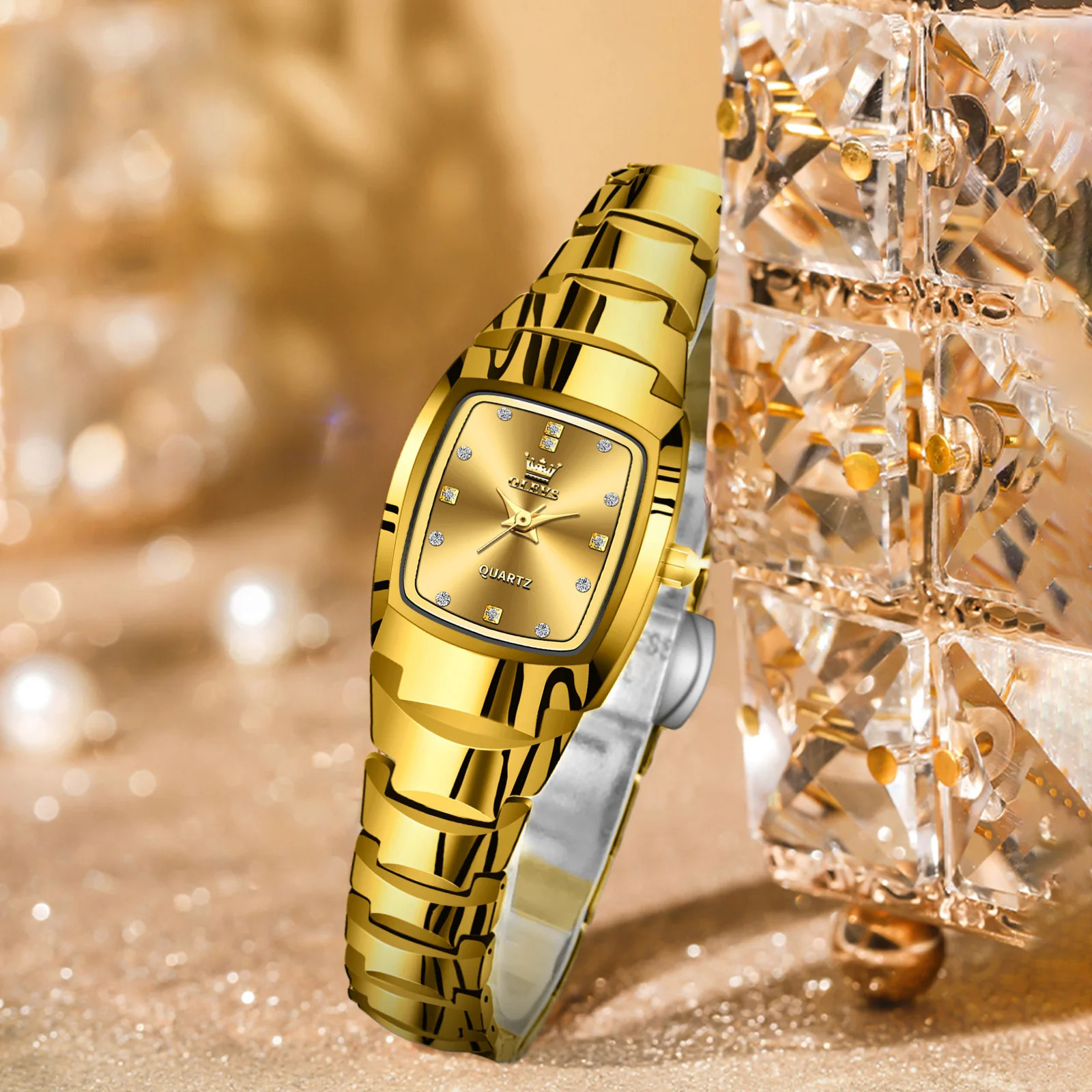 OLEVS Ladies Waterproof Watch Gold Stainless Steel Women Watches Creative Fashion Original Elegant Quartz Wristwatch Gift 250603