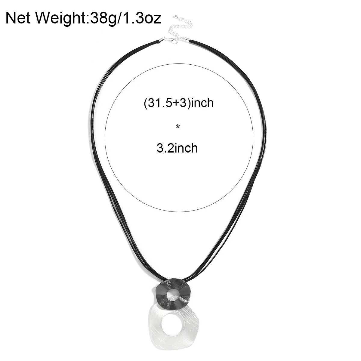 ALLYES Irregular Hollow Metal Circles Pendant Necklaces for Women Fashion Sweater Chain Long Leather Necklace Female Jewelry XJ250524