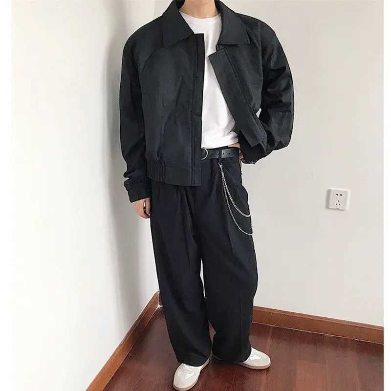 Pockets Autumn Winter Turn-down Collar Mens Solid Lantern Long Sleeve Zipper Cardigan Coats Casual Jackets Preppy Style Tops W250524