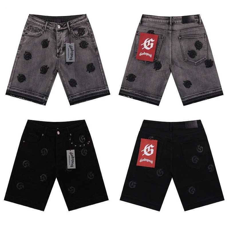 High Street New Godspeed Jeans Shorts Men Women Vintage Loose Casual Embroidery Fashion Hip Hop Good Quality Joggers Z250524