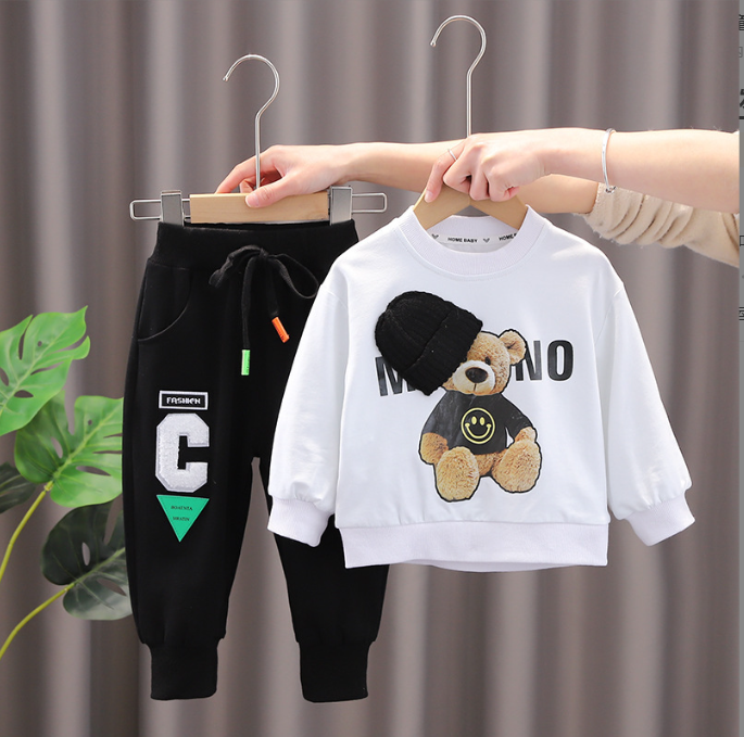 Kids Designer Fashion Complete Suit Printed Spliced Coat Trousers for Toddlers