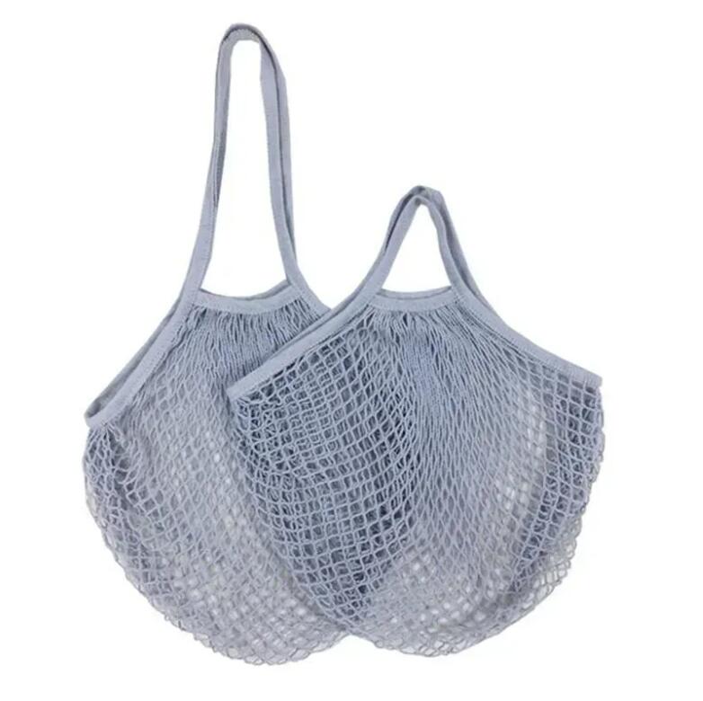 Mesh Bags Washable Reusable Cotton Grocery Net String Shopping Bag Eco Market Tote for Fruit Vegetable Portable short and long handles Wholesale Z 5.2