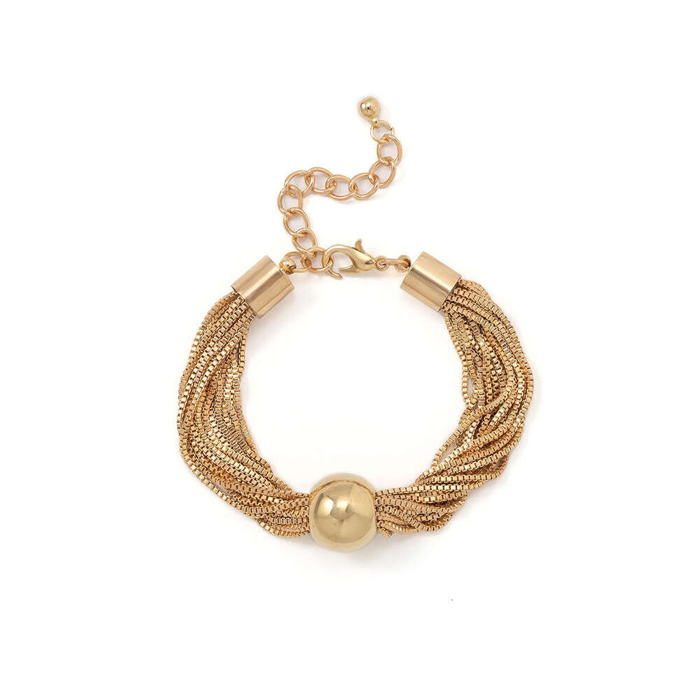 Exaggerated Punk Multi layered Chain Layered Decoration Minimalist and Small Form Geometric Ball Personalized Necklace Choker