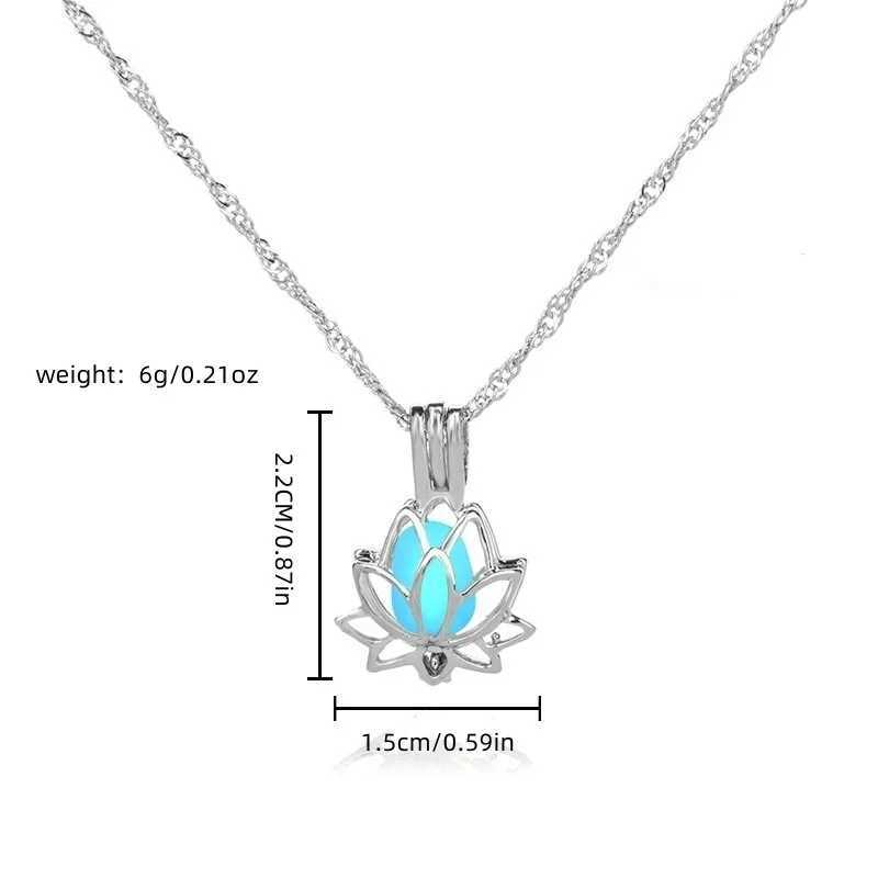 Luminous Glowing In The Dark Moon Lotus Flower Shed Pendant Necklace For Women Yoga Prayer Buddhism Jewelry XJ250524