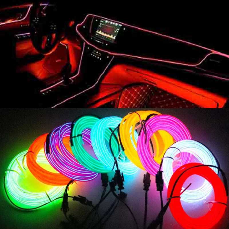1M/2M/3M/5M Car Interior Led Decorative Lamp EL Wiring Neon Strip For Auto DIY Flexible Ambient Light Party Atmosphere Diode USB W250524