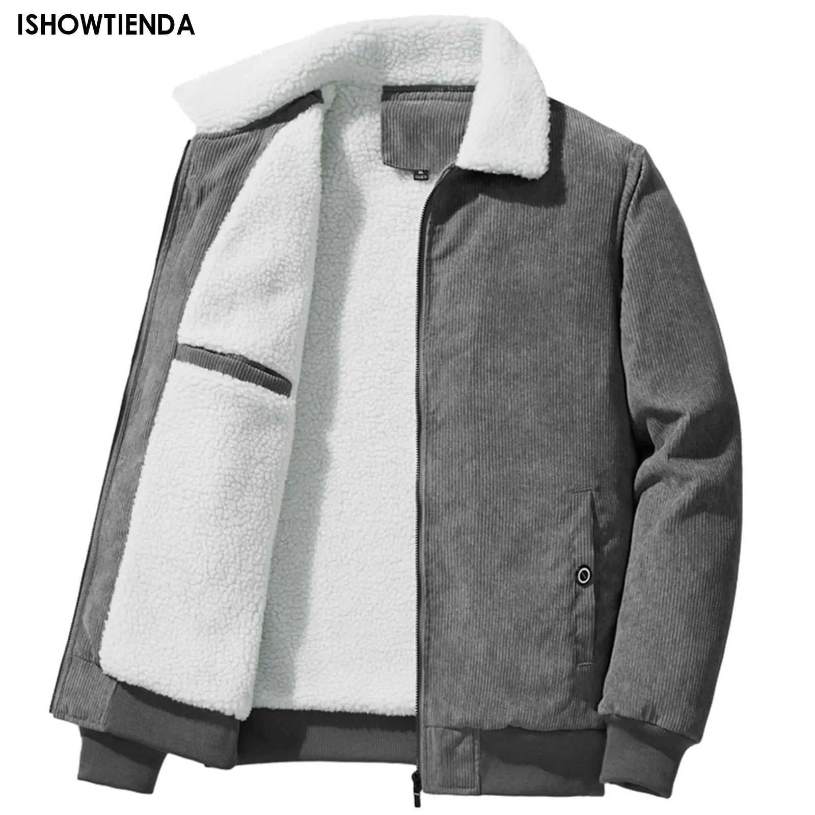 Mens Cotton Jackets Padded Warm Loose Parka Coat Corduroy Short Jacket Man Solid Zip Windbreaker Winter Mens Fleece Jacket W250524