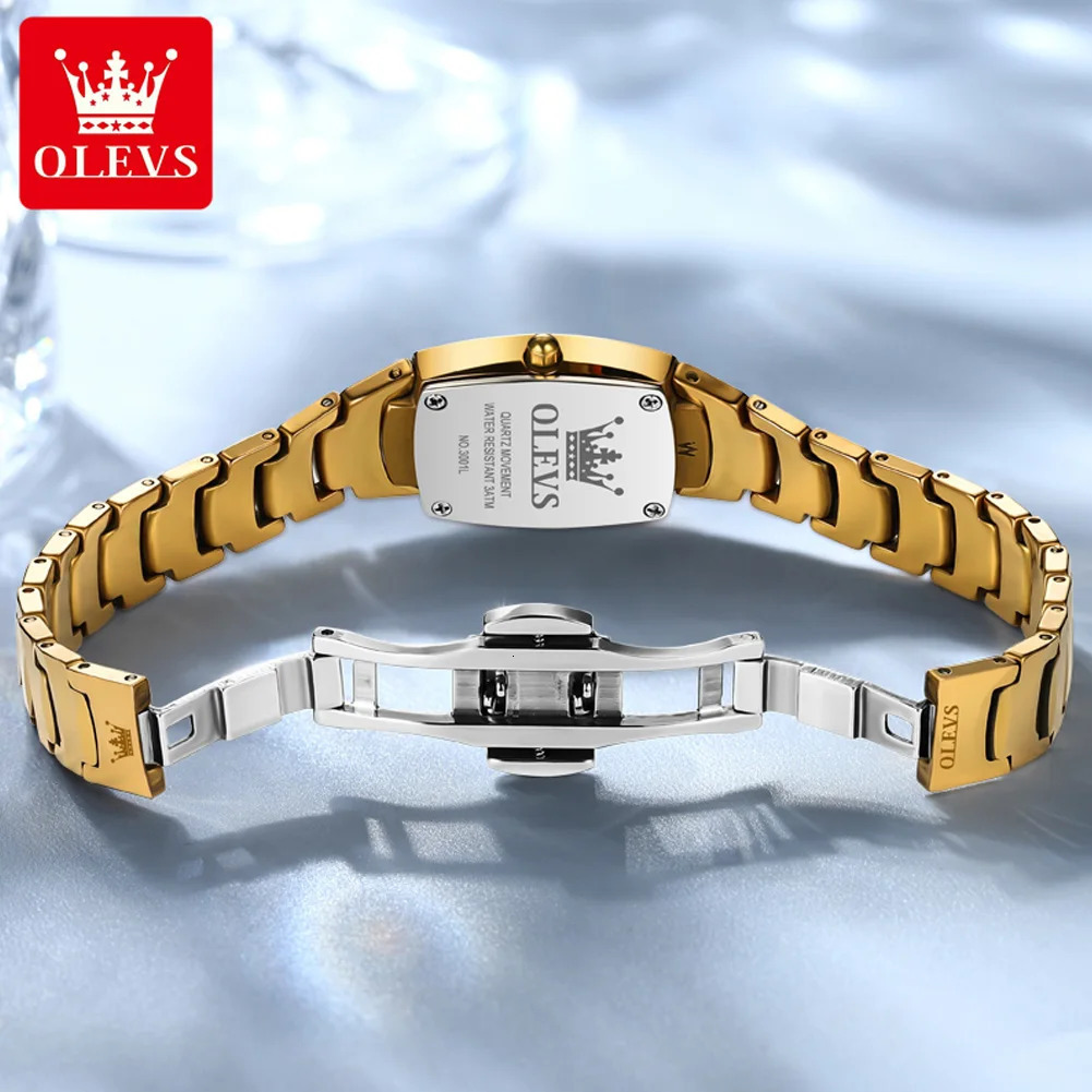 OLEVS 7006 Certified Elegant Womens Watches waterproof Tungsten Steel strip Quartz Watch for Lady Tonneau Watch 250603