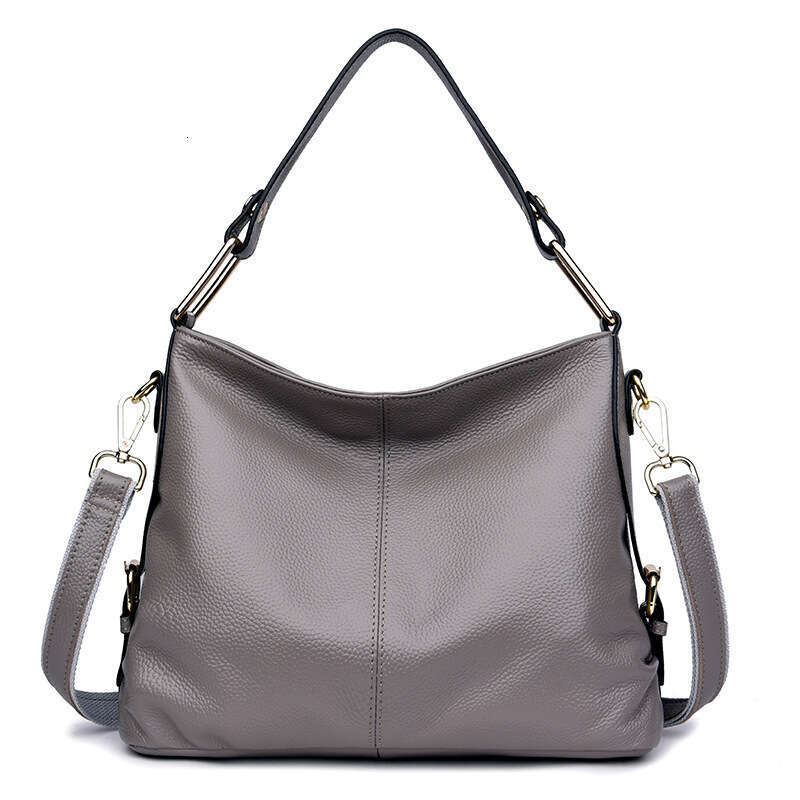 Tote Bag Genuine Leather Women Bag Large Capacity Fashionable Hand-Held One-Shoulder Crossbody Bag Head Layer Cowhide Casual Middle-Aged Mother Bag La
