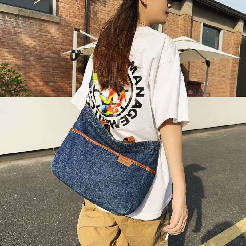 free shipping Design Thick Multi Pocket Cowboy Art Leisure Fashion Student Canvas Handbag Crossbody Bag