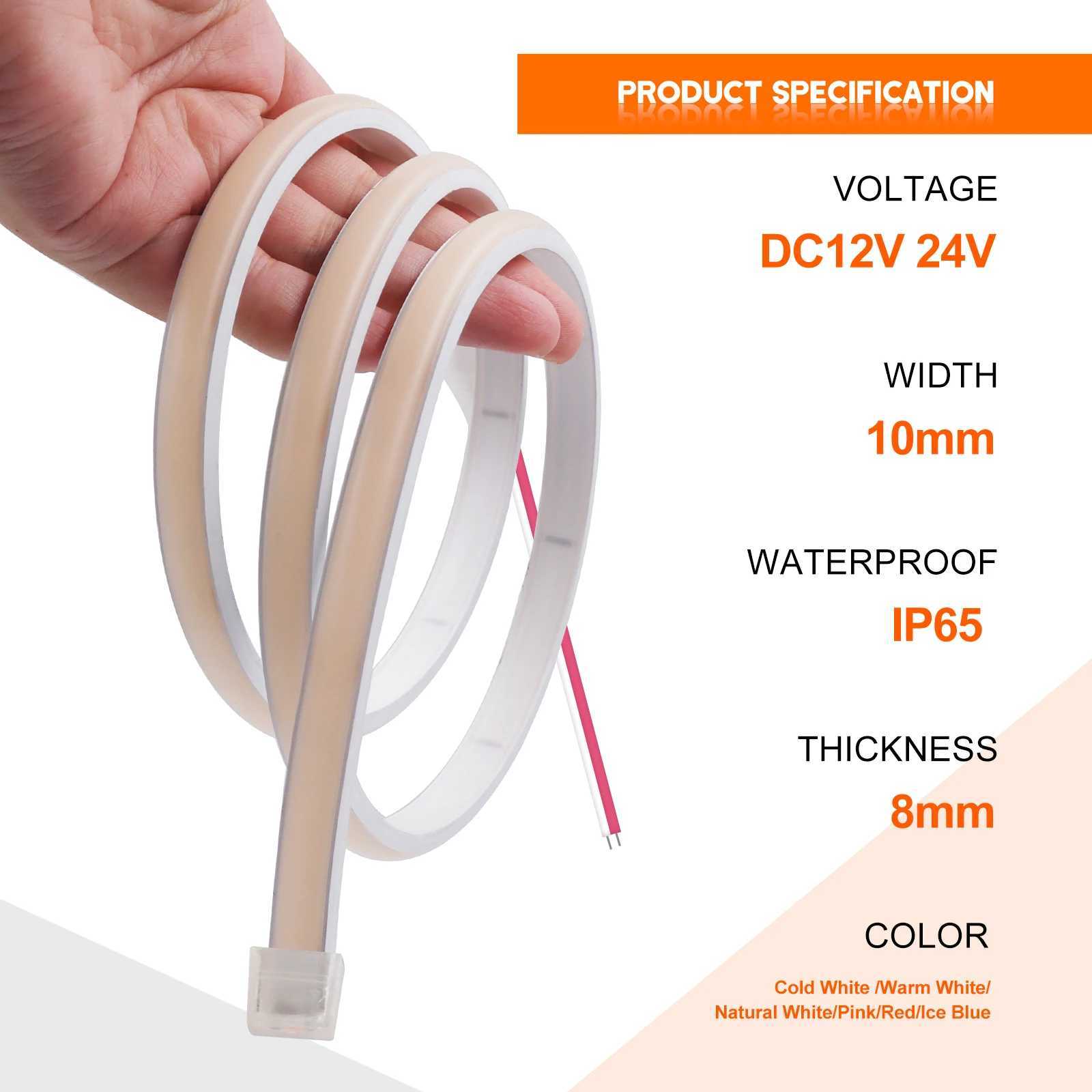 Waterproof COB LED Strip Light 12V 24V Flexible LED Neon Light 0.5-20M 320LEDs High Density Linear Lighting COB LED Lights W250524