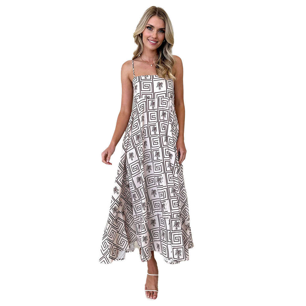 Maxi Dress Spring Summer New Women S Wear Small Fresh Fragmented Flower Hanging Strap Dress Slim Fit Floral Dress