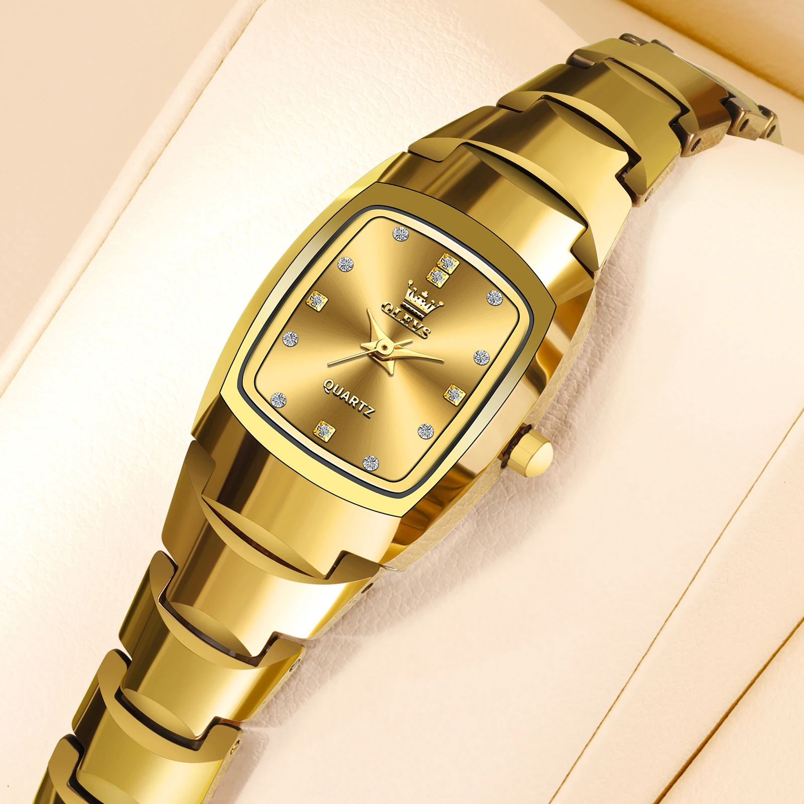 OLEVS Ladies Waterproof Watch Gold Stainless Steel Women Watches Creative Fashion Original Elegant Quartz Wristwatch Gift 250603