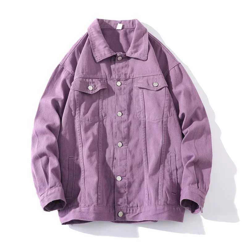 Blue Men Denim Jacket Single-breasted Square Collar Long-sleeved Coat Green Black Yellow WhitePurple Available W250524