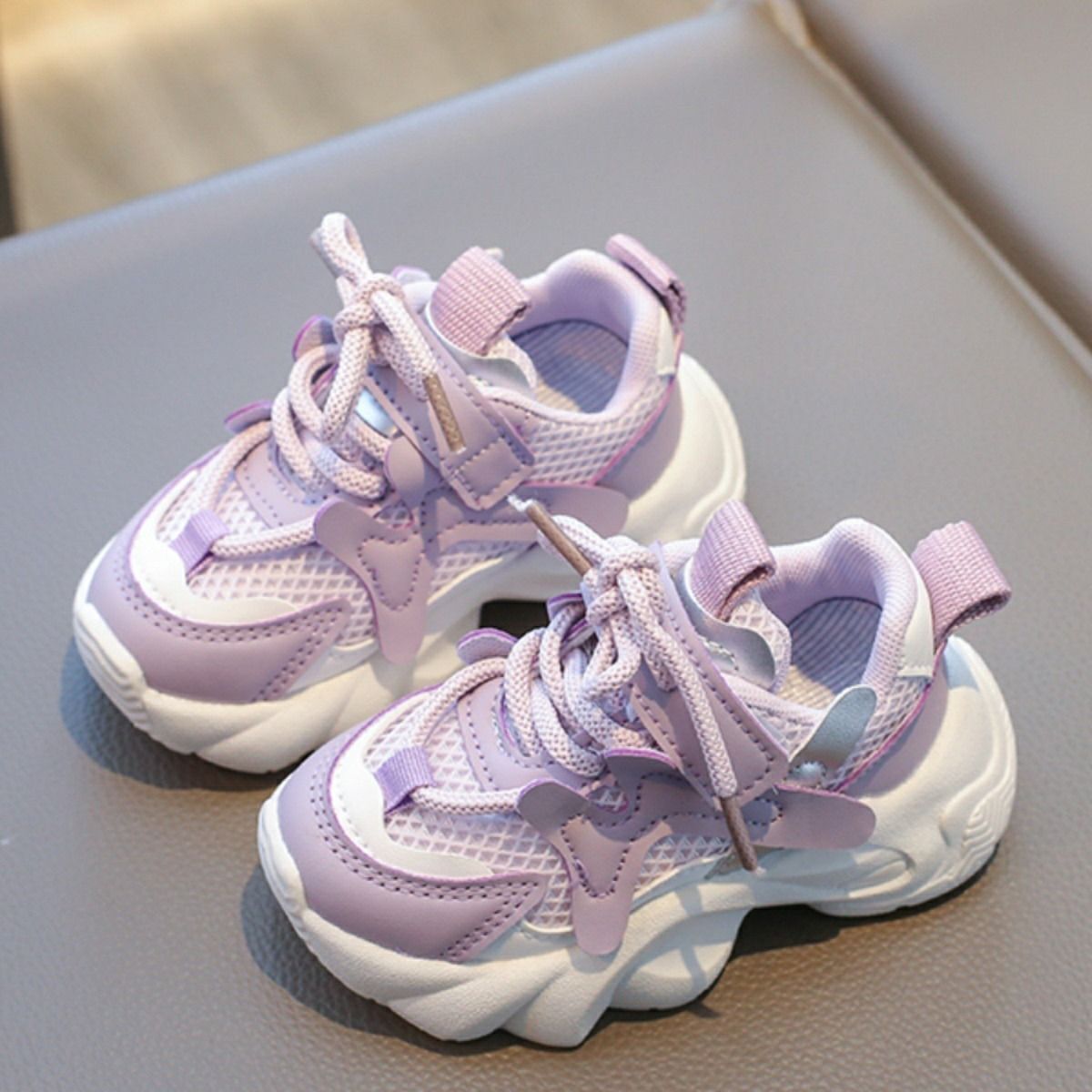 Kids Shoes Girls Sneakers Mesh Toddler Casual Tennis Sneakers Spring Fashion Running Sport Girl Platform Shoes Balck Purple Khaki Sizes US5.5C-US12.5C