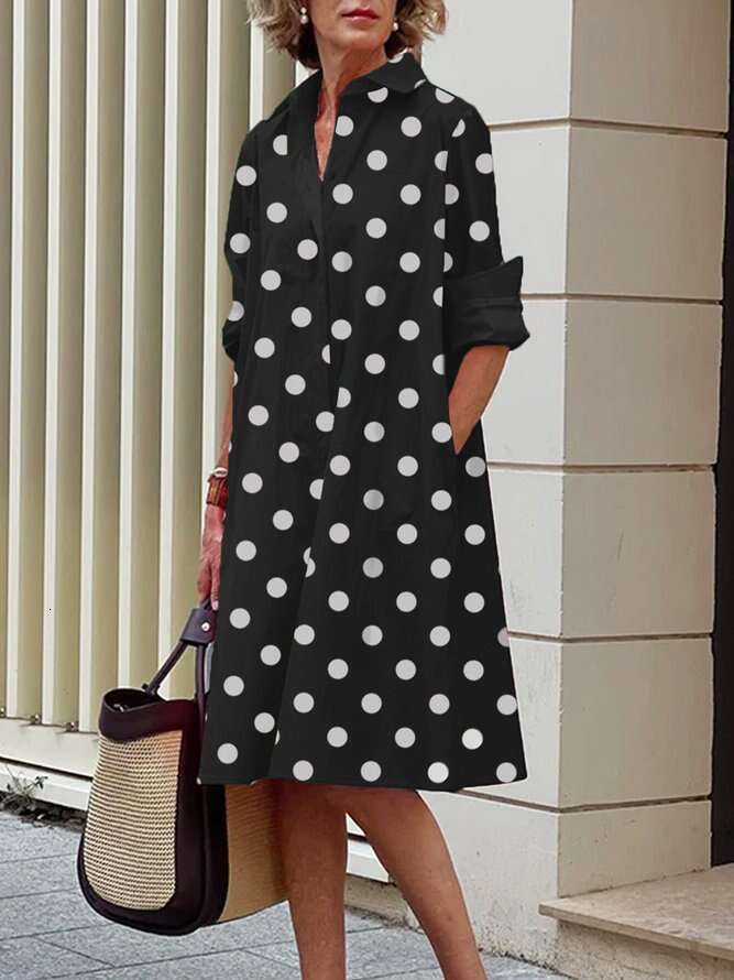 Maxi Dress Autumn Printed Minimalist Mid Length With Sleeves Dress Floral Dress