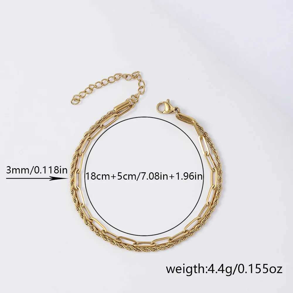 Multilayer Titanium Steel Chain Bracelet Men Gold Color Twist Chain Stainless Steel Bracelet Party Jewelry Bracelet For Women XJ250524