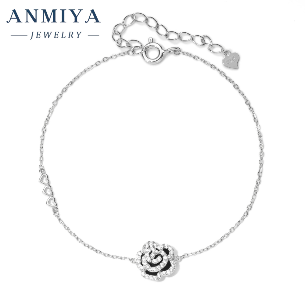 wholesale contemporary silver jewelry 925 clover bracelet with floral and heart design stackable for everyday wear