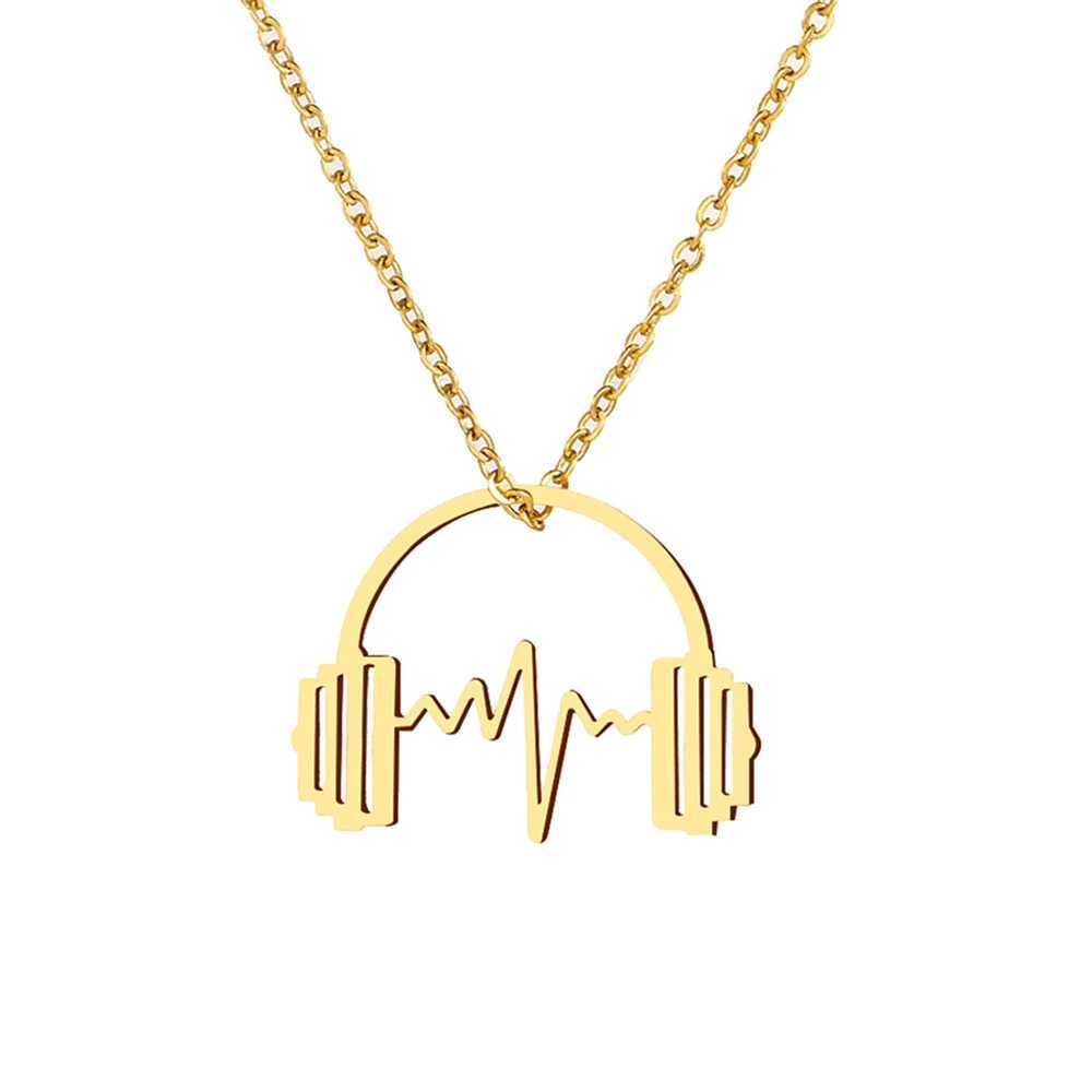 Stainl Steel Necklaces Headphone She Music Hip Hop Pendant Chain Collar Fashion Necklace For Women Men Jewelry Party Gifts XJ250524
