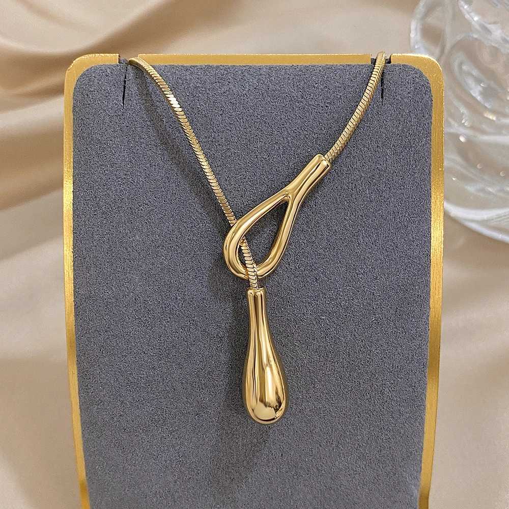 Unique Design Irregular Waterdrop Pendant Necklace for Women Fashion Gold Silver Color Stainl Steel Necklaces Jewelry Gifts XJ250524
