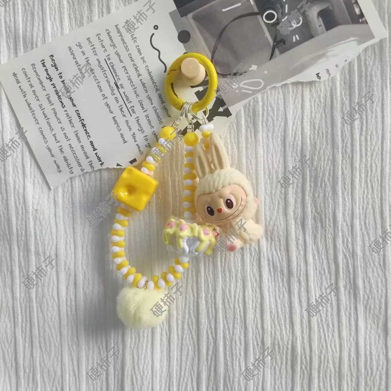 Labubu Yoga Mini Plush Moe Grano Erchuan Switch Baby DIY Keychain Phone Pendant Baby Bag Free Accessories W250526