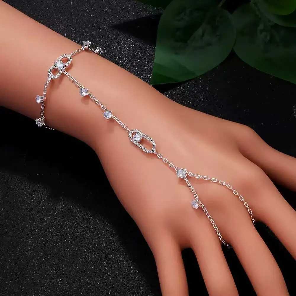 Luxury Crystal Hollow Geometric Hand Back Chain Summer Beach Adjustable Bracelets Charm Bracelet Bangles for Women Gift XJ250524