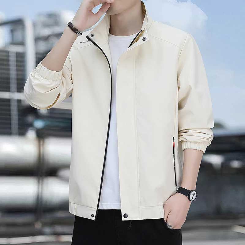 New Mens Large Size Zipper Jacket Simple Color Matching Windproof Waterproof Mountaineering Spring And Autumn Fashion Jacket W250711