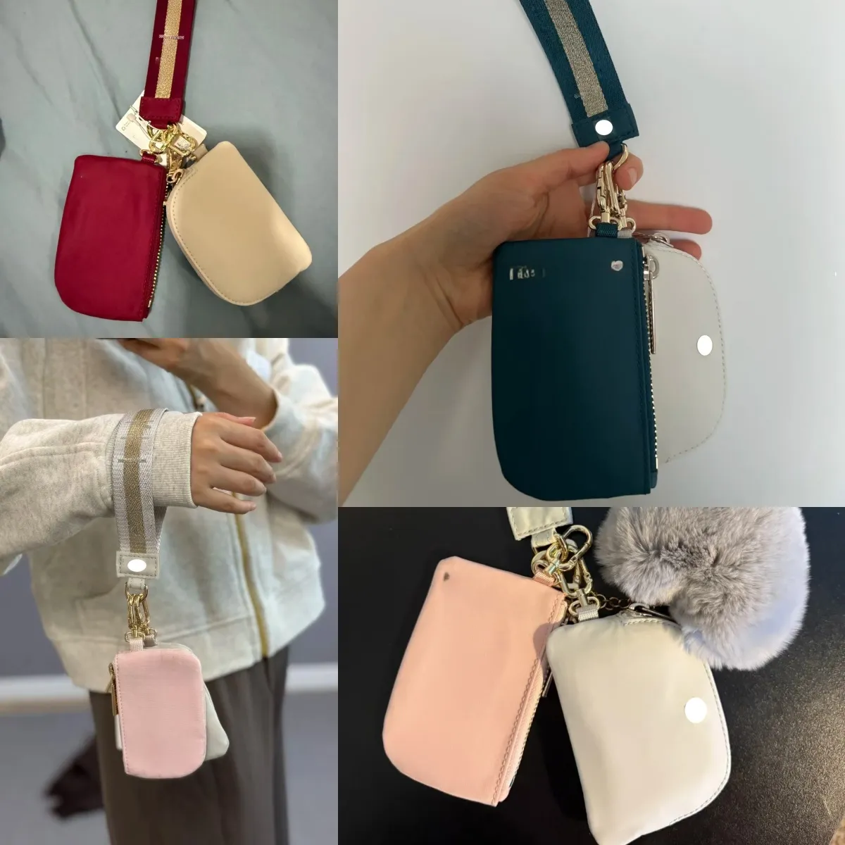 Yoga wristlet clutch bag keychain wallet yoga bag gym bag mini Designer purse detachable zipper wrap around wrist guard wallet portable lululys lemonlys keychain 1