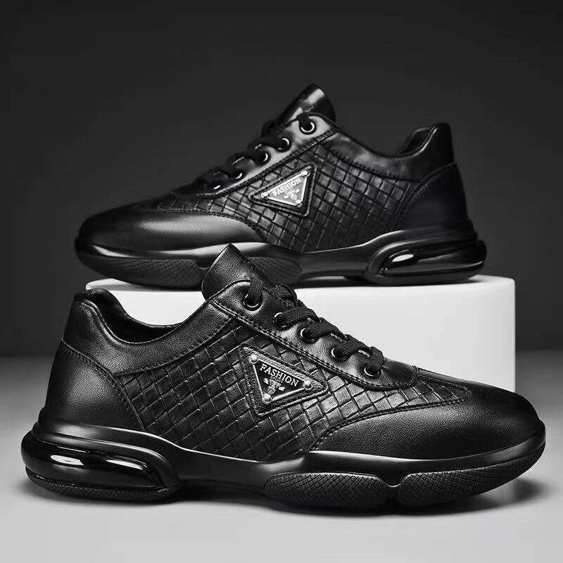 2025 New Business Sports Leather Shoes Work Breathable Soft Bottom Men's Casual Shoes Low Top Lace Brown Fashionable Light Luxury Shoes Designer 