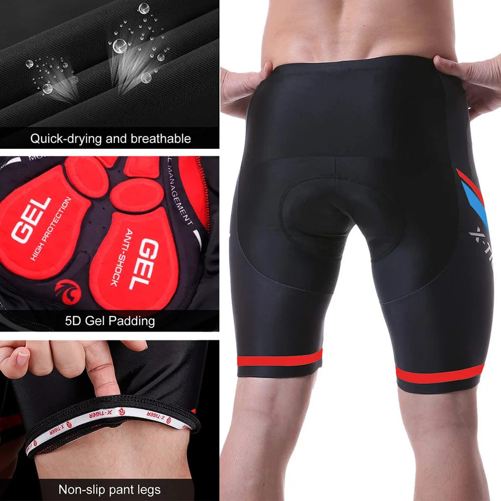 X-TIGER Mens Cycling Shorts Coolmax 5D Padded Bicycles Riding Pants Shockproof Bike Shorts Biking Cycle Wear Tights 250519
