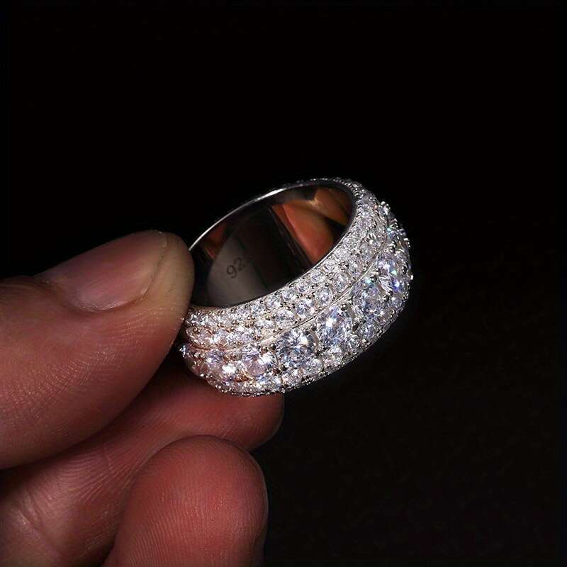 mm Hip hop Moissanite Rings Five Row Sterling Siery Eternity Wedding Band Ring Women cttw VVS Iced Out Anniversary Bling Pinky Mens Rings Hip Hop Fine