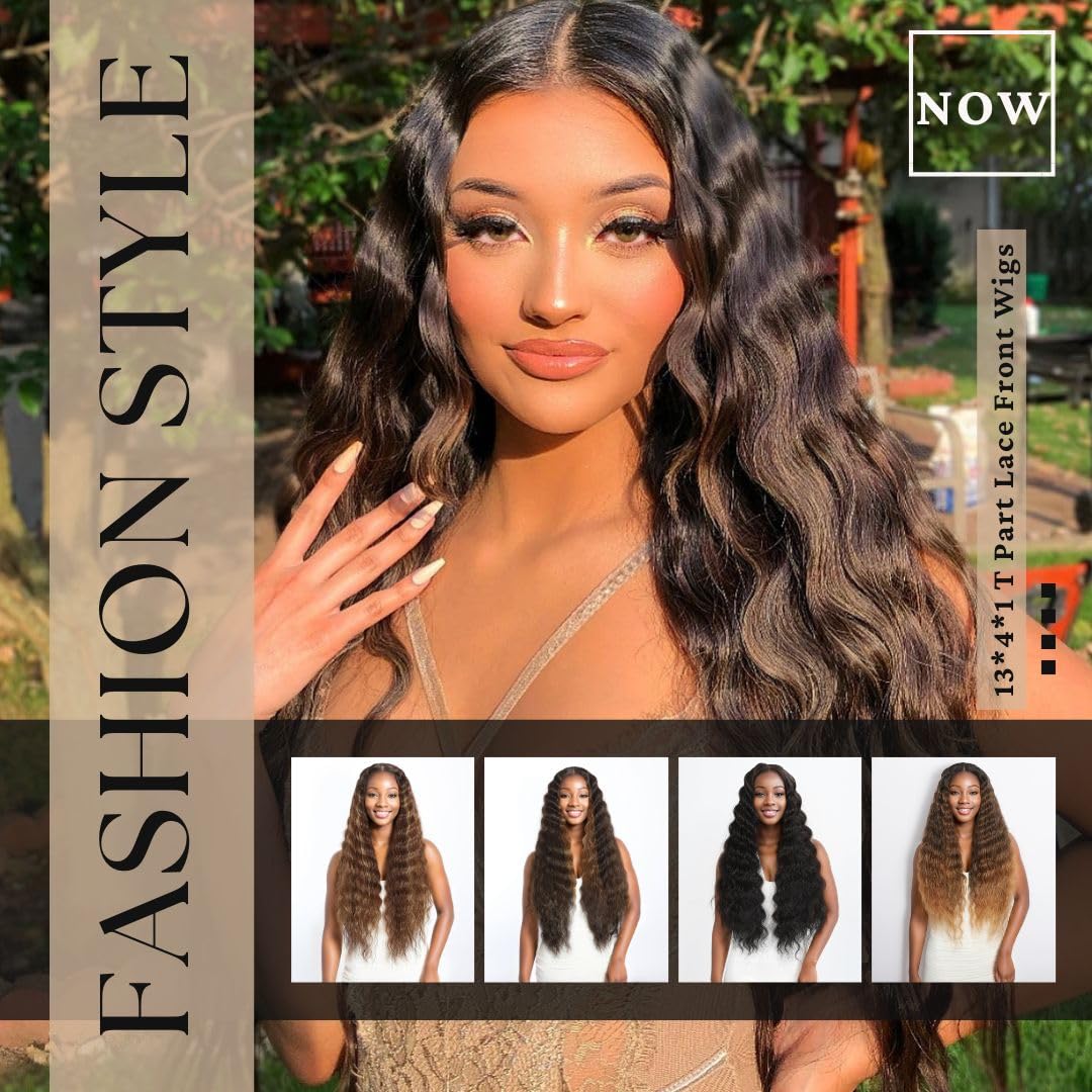 30 inch deep wave curly Natura T-part lace front wig human hair wig | Suitable for Balck ladies 13x4x1 lace