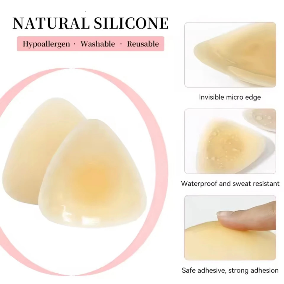 Ultra Thin Silicone Adhesive Nipple Cover Triangle Sticky Bra Push Up Chest Stickers Reusable Breast Petals For Swimsuit Bikini 250519