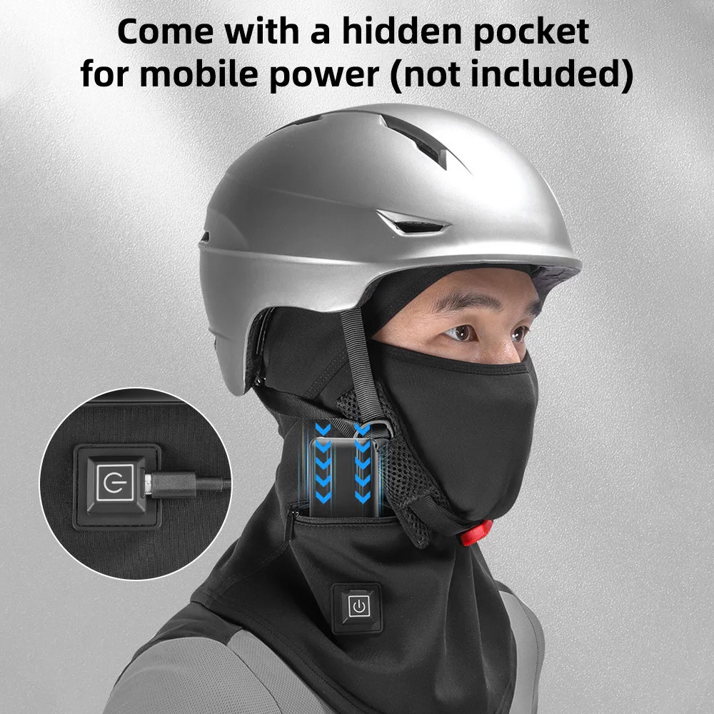 Electric Heating Hat Windproof Breathable Face Hood Warm Ski Mask Motorcycle Balaclava for Skiing Cycling 250522