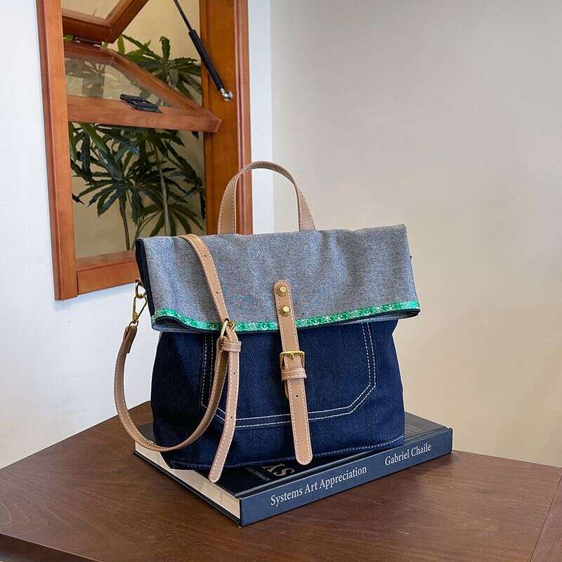 denim bags Large capacity women 2025 new design single shoulder denim casual crossbody bag lightweight tote bag for commuting