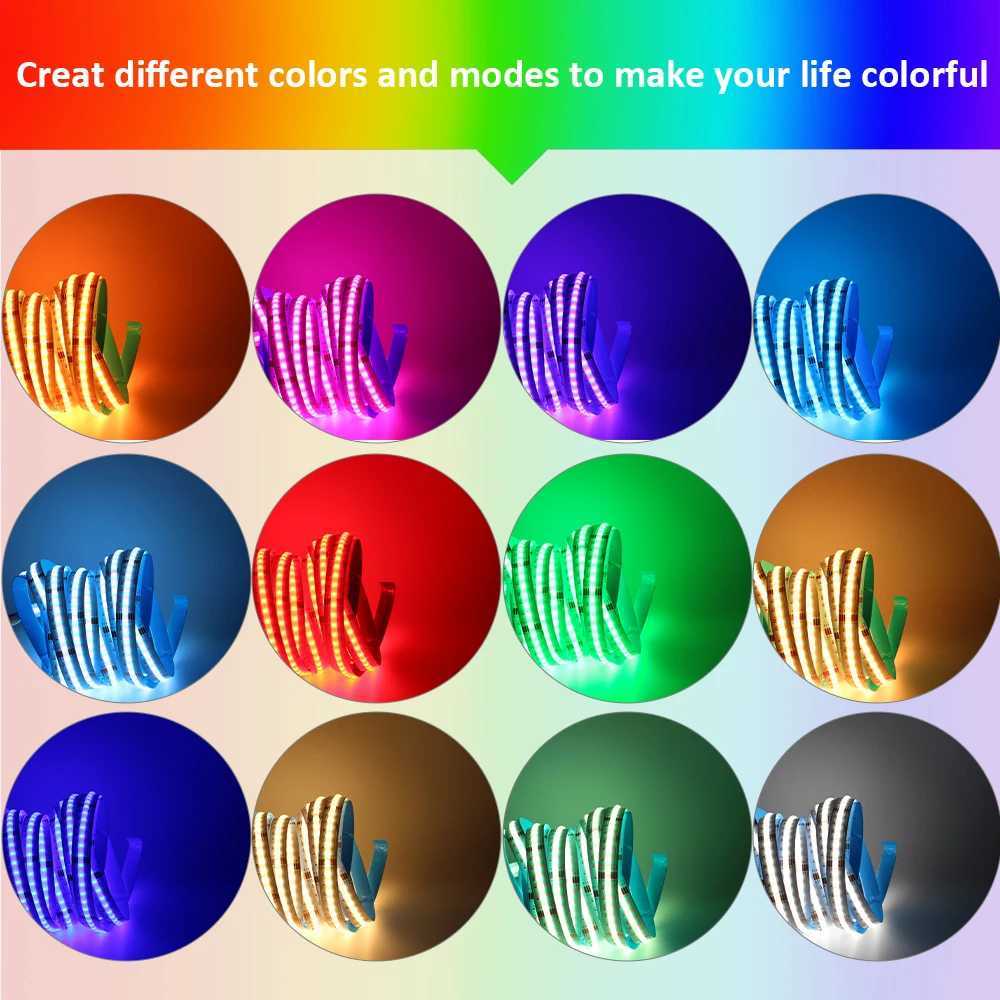 5M RGBCCT COB LED Strip Light DC 24V 840LEDs/m RGB CCT Dotless Flexible FCOB LED Tape Ribbon Lamp for Room Decoration Lighting W250524