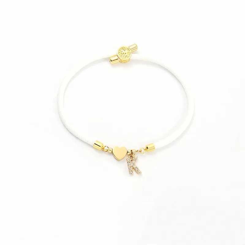 Trendy Pave Cubic A-Z Initial Letter Women Bracelet Star Heart Flower Adjustable Rope Bracelet For Women Jewelry Gift XJ250524