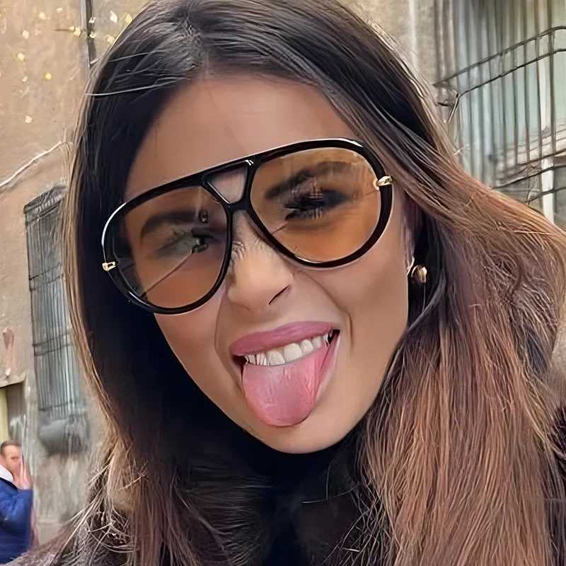 Luxury Brand Designer Oversized Pilot Sunglasses Women For Men 2025 Popular Vintage Sun Glasses Punk Double Bridge Eyeglasses V250524