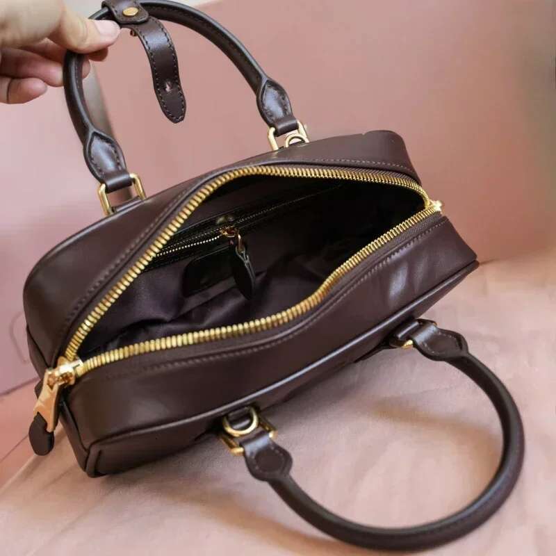 Arcadie Cowhide Top Handle Bag for Women Fashionable and Versatile Handbag High Definition Edition designer bag