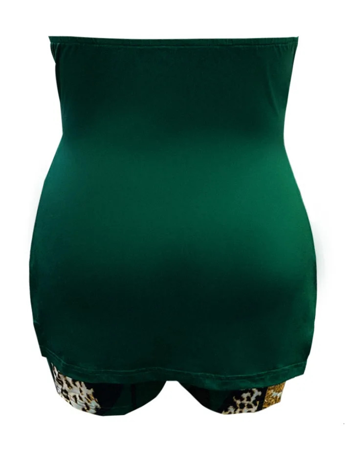 LW sexy Plus Size Off The Shoulder Split Shorts Set Women Strapless Tops Print Bottoms Matching Outfits Summer Causal Sets 250516Z