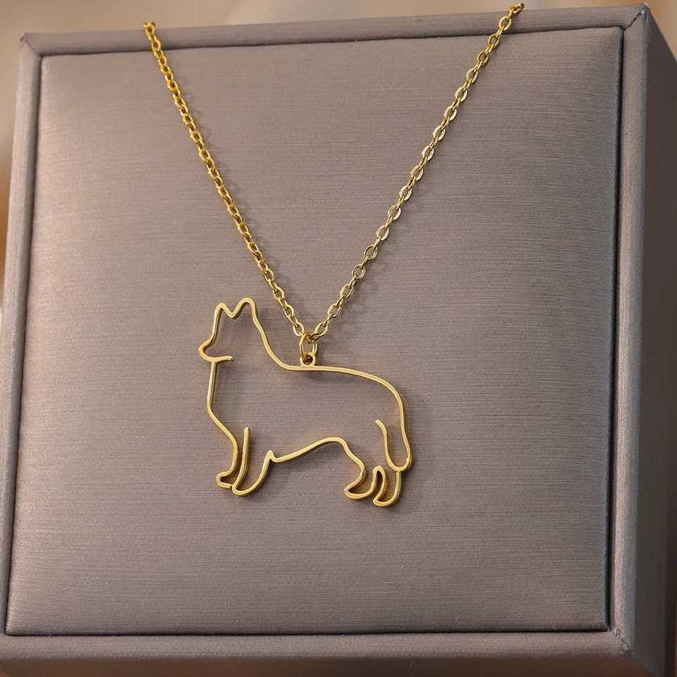 Stainl Steel Dog Necklaces For Women Men Gold Color Pet Animal Pendant Necklace Jewelry Male Female Fashion Neck Chain Gift XJ250524