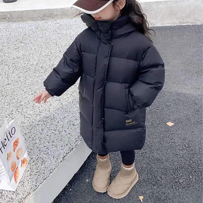 -30 Kids Winter Girls Padded Jackets Thick Warm Waterproof Shiny Hooded Coats Children Outerwear Clothes Teen Park 5-14 Years Z250524