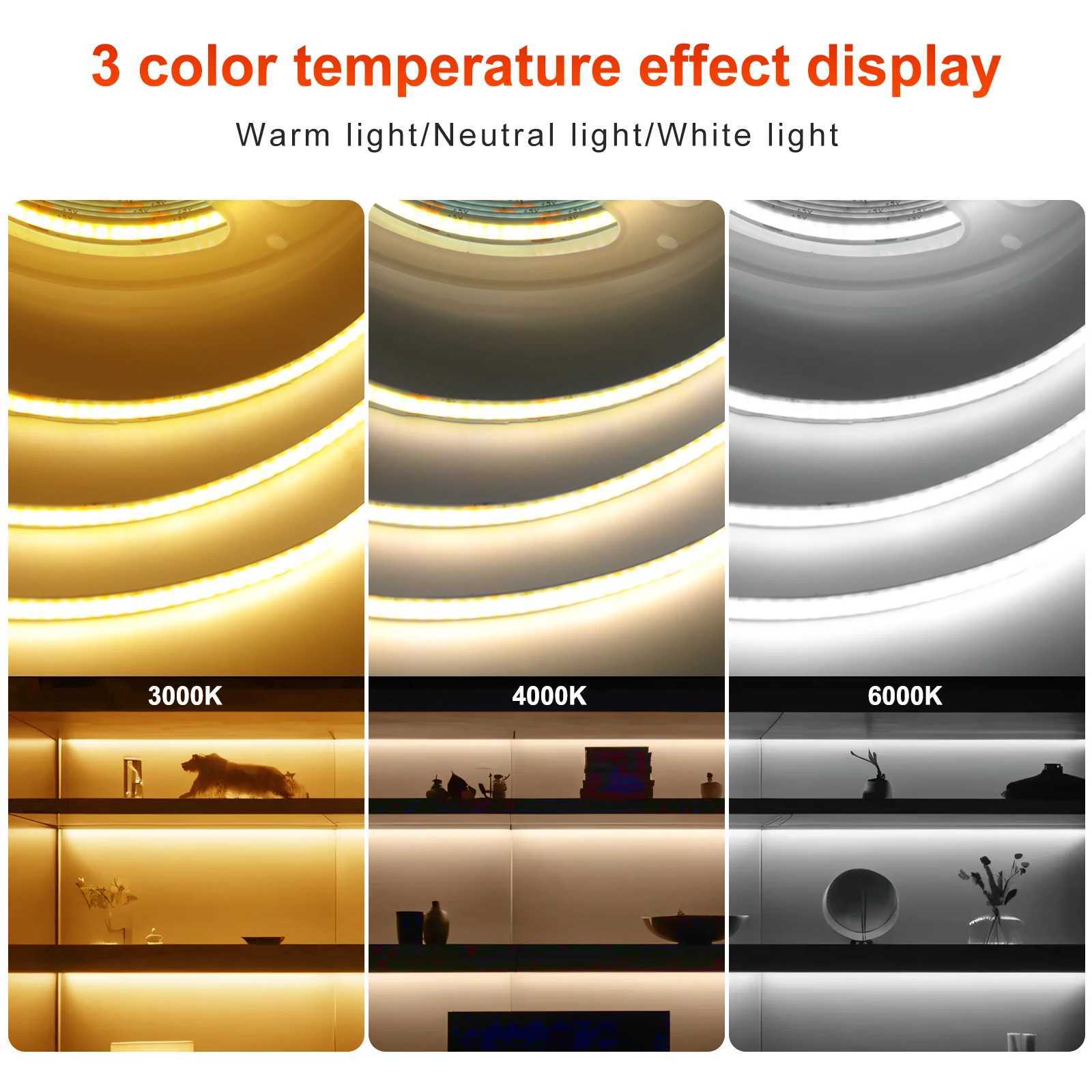 DC5V USB COB LED Strip Light 8MM PCB Flexible Adhesive Tape 320LEDs/m TV Background Lighting Night Lamp 1- 5m With DC/2Pin Wire W250701